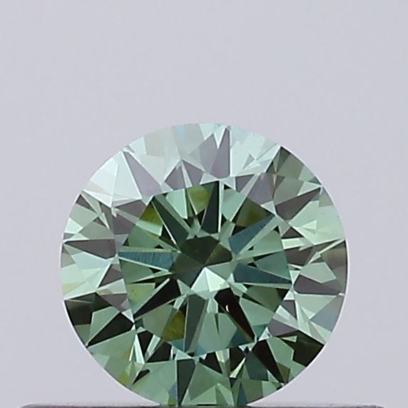 Actual 0.36 carat Fancy Vivid Green Round lab-grown diamond