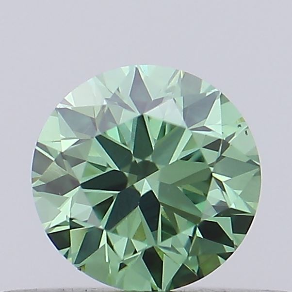 Actual 0.38 carat Vivid Green Round lab-grown diamond