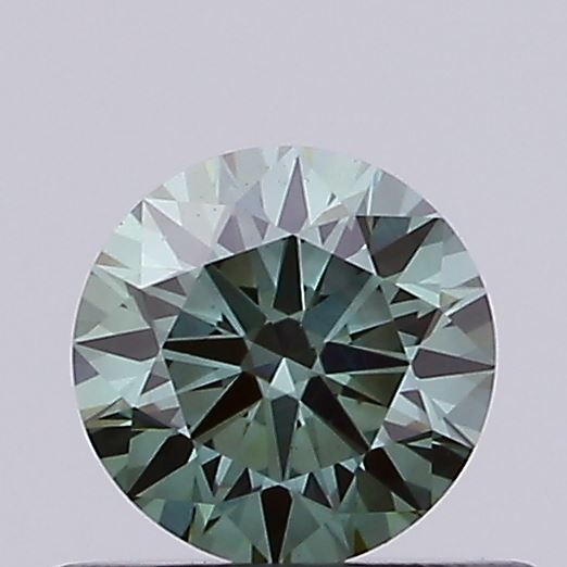 Actual 0.44 carat Vivid Green Round lab-grown diamond