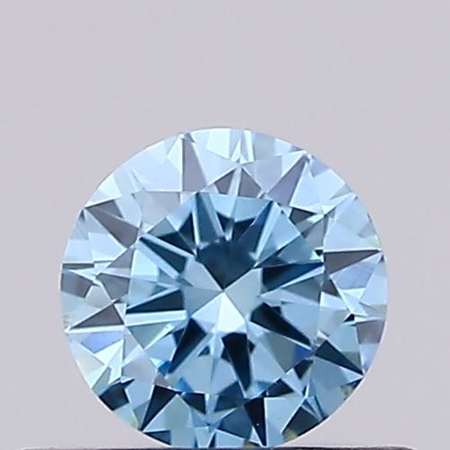 Actual 0.29 carat Fancy Vivid Blue Round lab-grown diamond