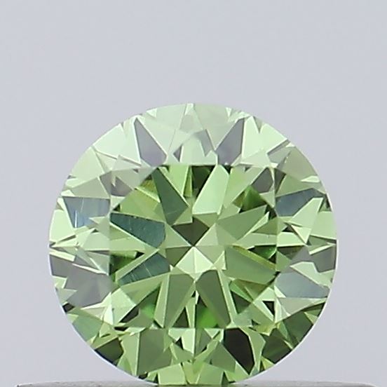 Actual 0.32 carat Fancy Vivid Green Round lab-grown diamond