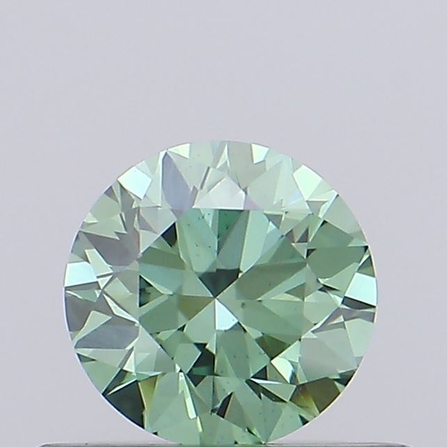 Actual 0.34 carat Fancy Vivid Green Round lab-grown diamond