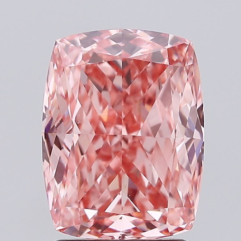 2.48 ct Cushion lab grown diamond Fancy Vivid Pink VS1