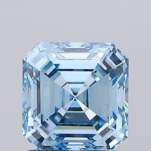 1.39 ct Asscher lab grown diamond Fancy Vivid Blue VS2