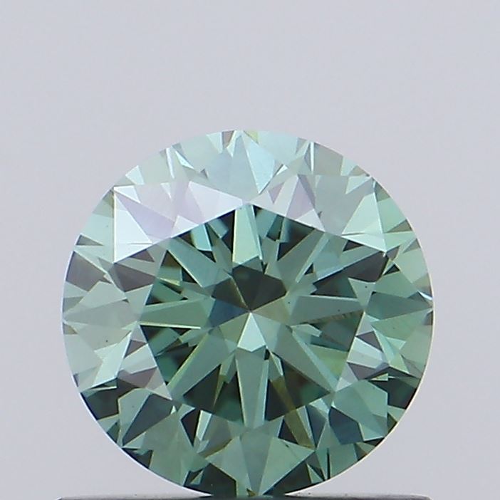 Actual 0.8 carat Vivid Green Round lab-grown diamond