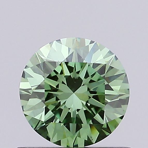 Actual 0.52 carat Vivid Green Round lab-grown diamond