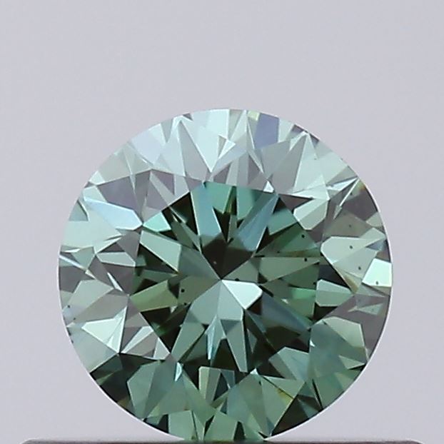 Actual 0.36 carat Vivid Green Round lab-grown diamond