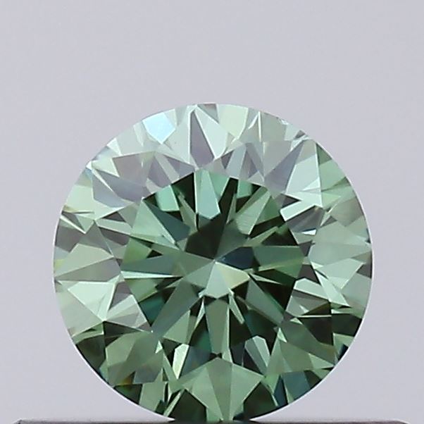 Actual 0.33 carat Vivid Green Round lab-grown diamond