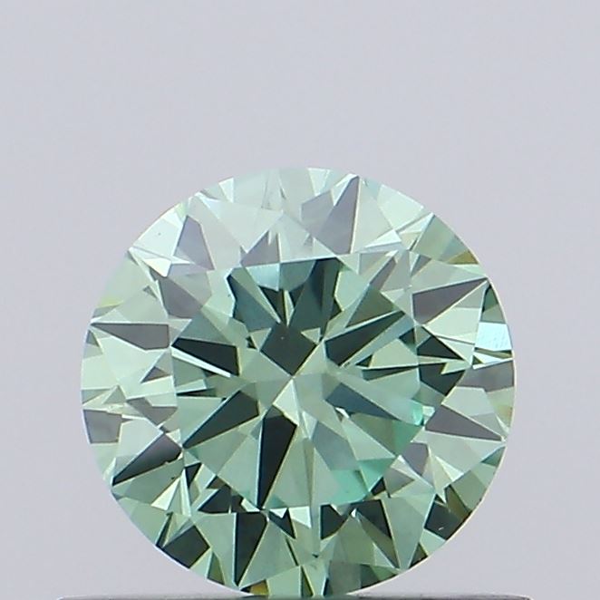 Actual 0.61 carat Vivid Green Round lab-grown diamond