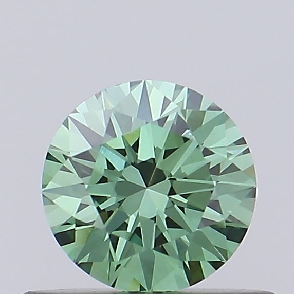 Actual 0.45 carat Vivid Green Round lab-grown diamond
