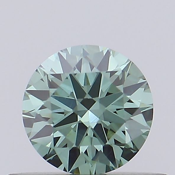 Actual 0.4 carat Vivid Green Round lab-grown diamond