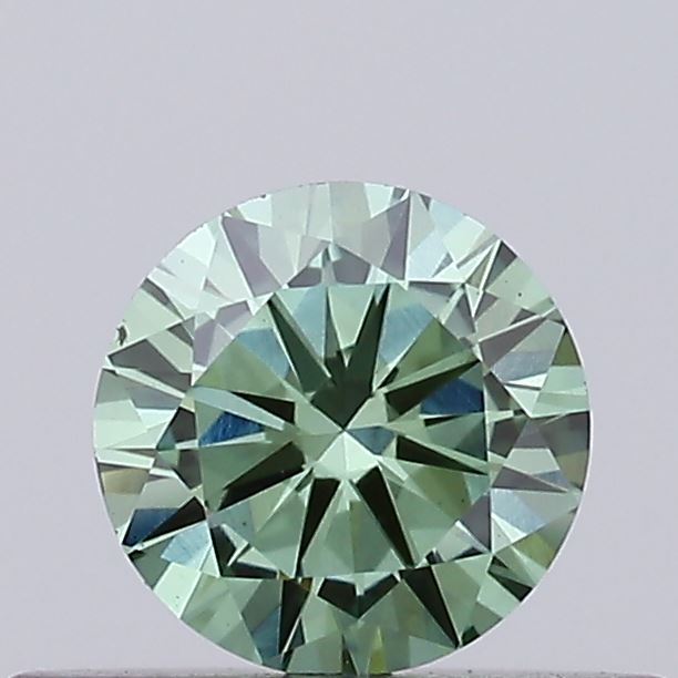 Actual 0.32 carat Fancy Vivid Green Round lab-grown diamond