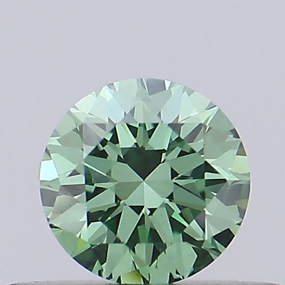 Actual 0.31 carat Vivid Green Round lab-grown diamond