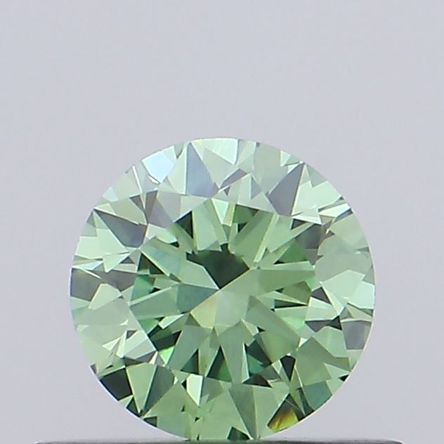 Actual 0.44 carat Vivid Green Round lab-grown diamond