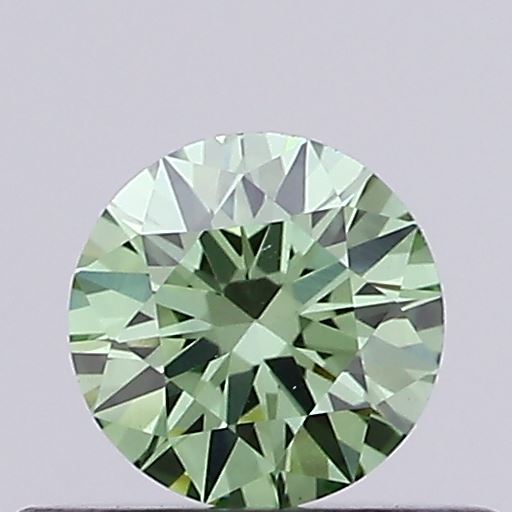 Actual 0.3 carat Fancy Vivid Green Round lab-grown diamond