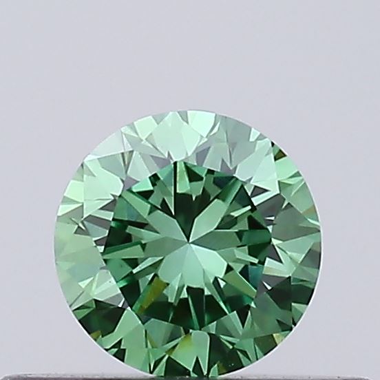 Actual 0.3 carat Fancy Vivid Green Round lab-grown diamond