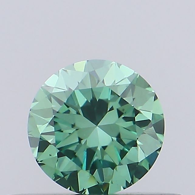 Actual 0.37 carat Fancy Vivid Green Round lab-grown diamond
