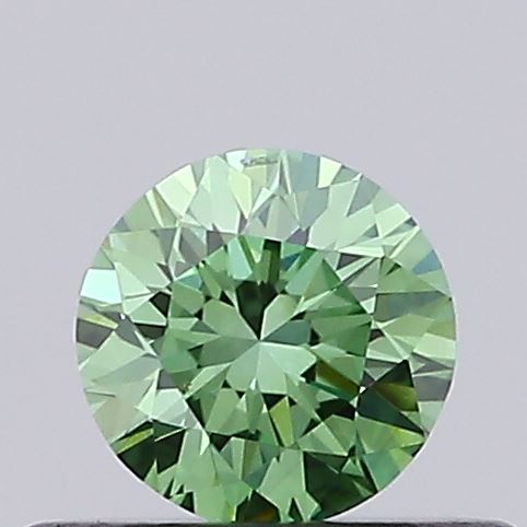 Actual 0.3 carat Fancy Vivid Green Round lab-grown diamond
