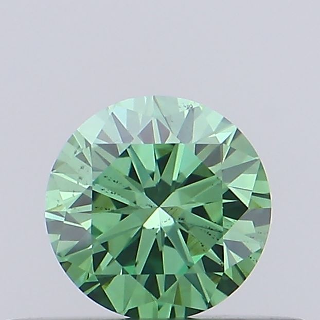 Actual 0.33 carat Fancy Vivid Green Round lab-grown diamond