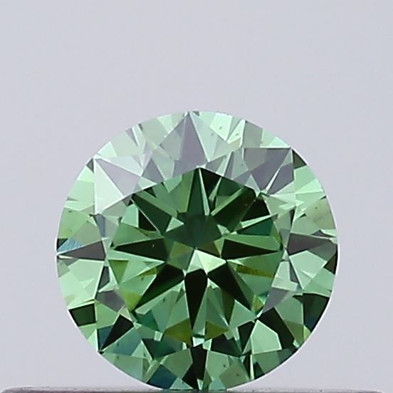 Actual 0.29 carat Fancy Vivid Green Round lab-grown diamond