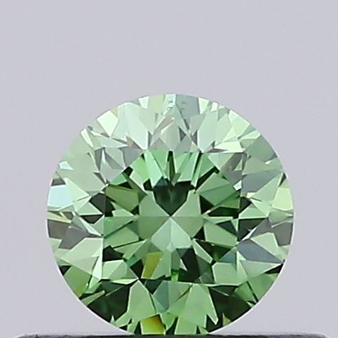 Actual 0.33 carat Fancy Vivid Green Round lab-grown diamond