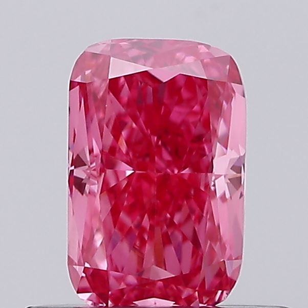 Actual 0.49 carat Fancy Vivid Pink Cushion lab-grown diamond