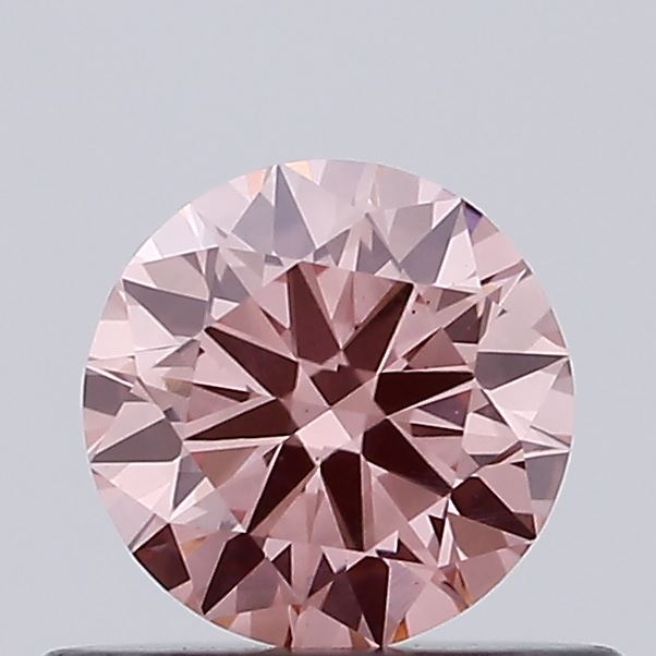 Actual 0.47 carat Intense Brownish Pink Round lab-grown diamond