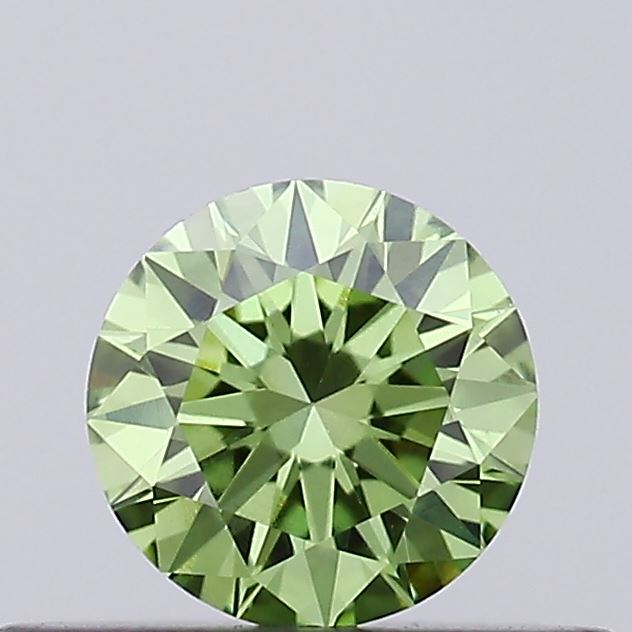 Actual 0.3 carat Vivid Green Round lab-grown diamond