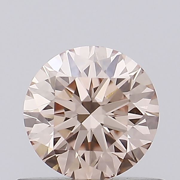 Actual 0.57 carat Intense Brownish Pink Round lab-grown diamond
