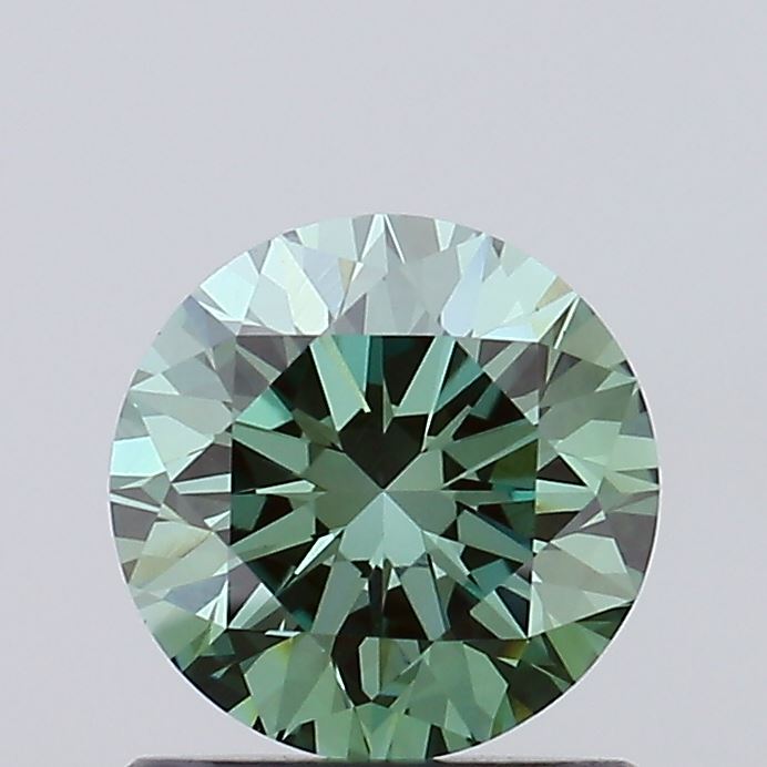 Actual 1.05 carat Vivid Green Round lab-grown diamond
