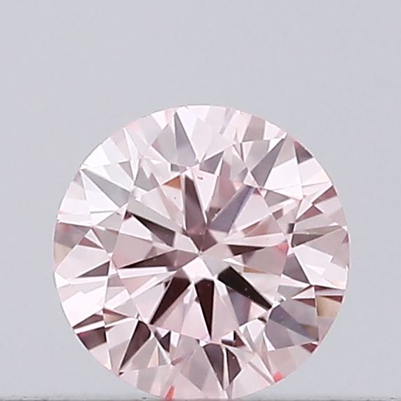 Actual 0.14 carat Intense Pink Round lab-grown diamond