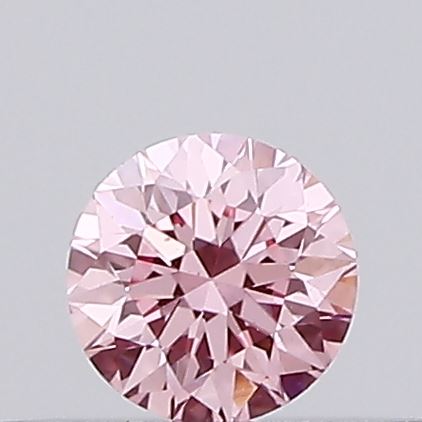 Actual 0.16 carat Vivid Pink Round lab-grown diamond