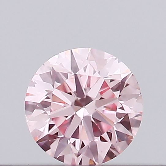 Actual 0.14 carat Intense Pink Round lab-grown diamond