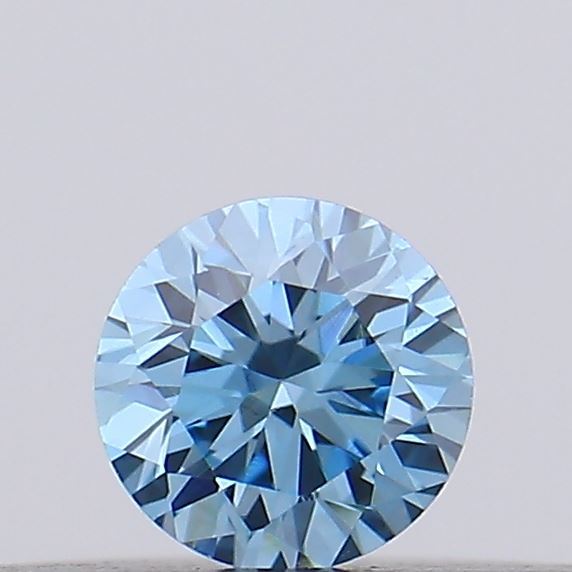 Actual 0.14 carat Vivid Blue Round lab-grown diamond