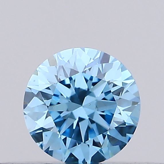 Actual 0.17 carat Vivid Blue Round lab-grown diamond