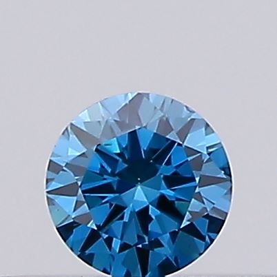 Actual 0.11 carat Vivid Blue Round lab-grown diamond