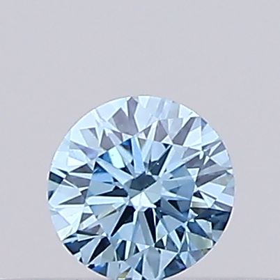 Actual 0.12 carat Intense Blue Round lab-grown diamond