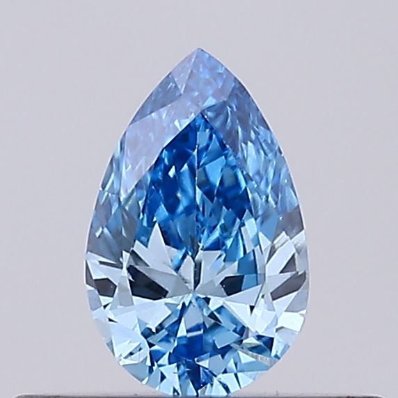 Actual 0.19 carat Vivid Blue Pear lab-grown diamond