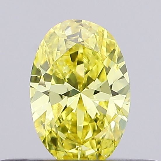 Actual 0.19 carat Vivid Yellow Oval lab-grown diamond
