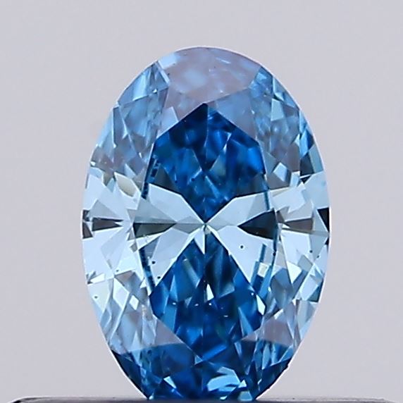 Actual 0.19 carat Vivid Blue Oval lab-grown diamond