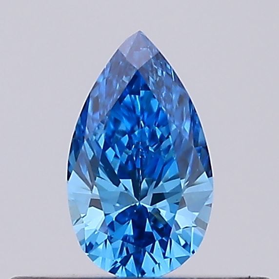Actual 0.19 carat Vivid Blue Pear lab-grown diamond