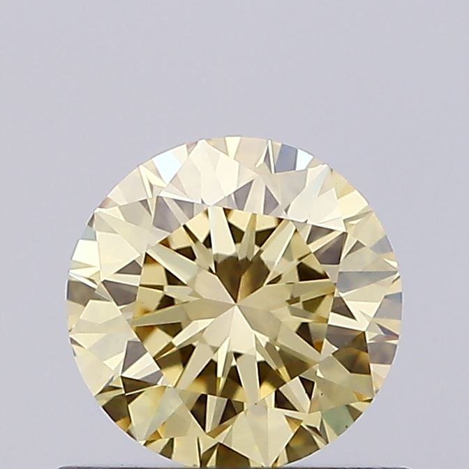 Actual 0.5 carat Light Yellow Round lab-grown diamond