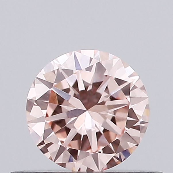 Actual 0.35 carat Fancy Intense Pink Round lab-grown diamond
