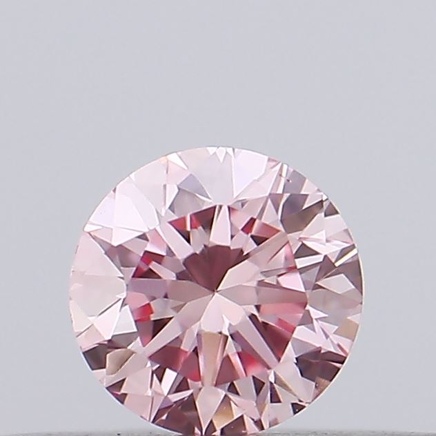 Actual 0.2 carat Intense Pink Round lab-grown diamond