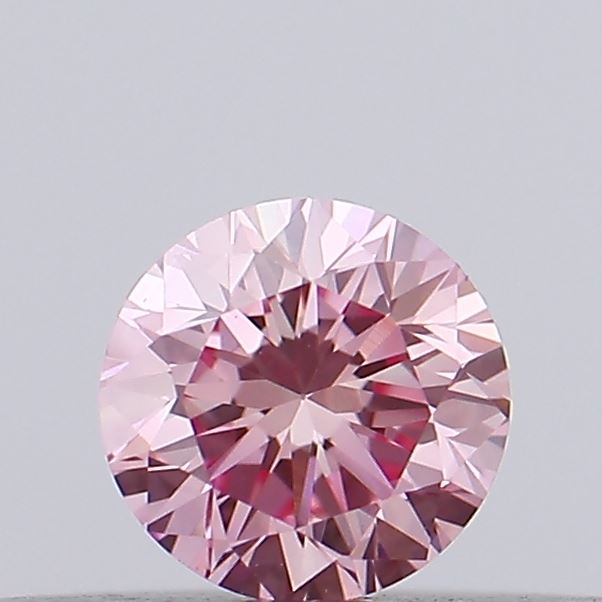 Actual 0.19 carat Vivid Pink Round lab-grown diamond