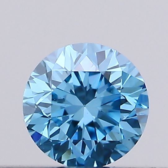 Actual 0.14 carat Vivid Blue Round lab-grown diamond