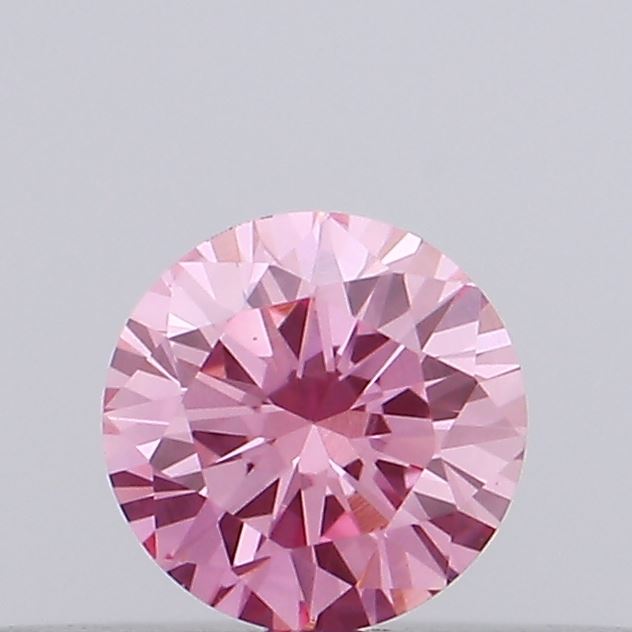 Actual 0.12 carat Vivid Pink Round lab-grown diamond