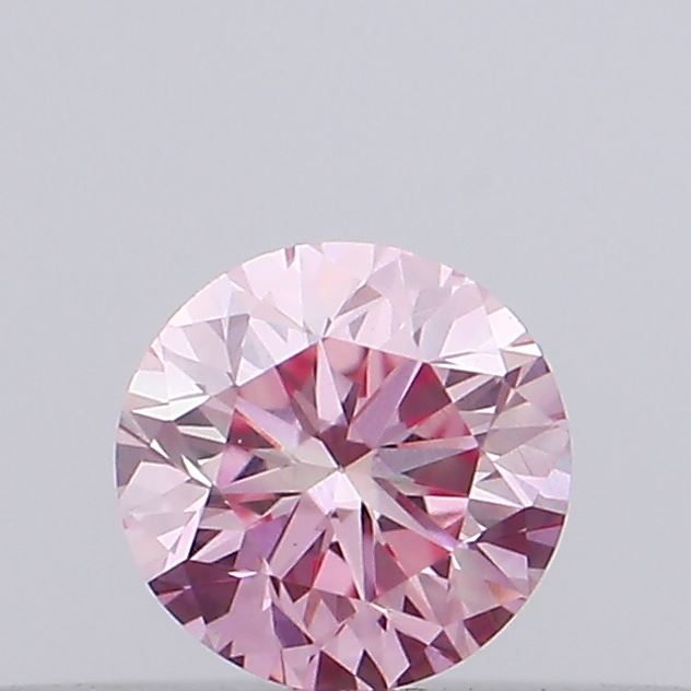 Actual 0.12 carat Intense Pink Round lab-grown diamond