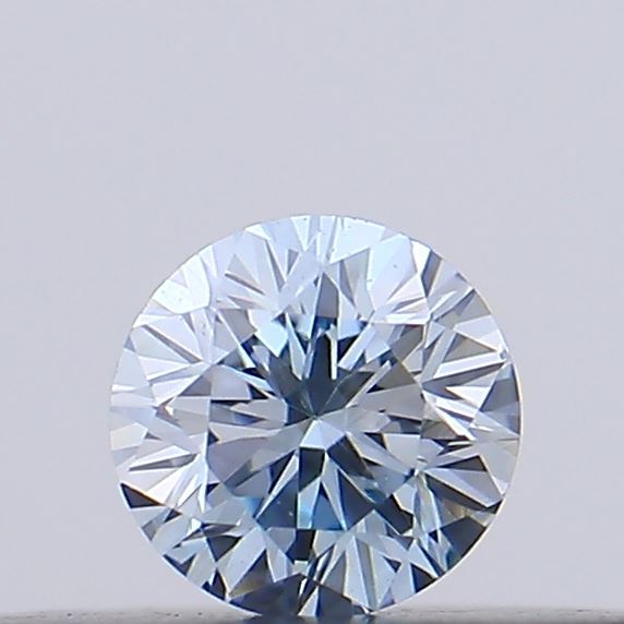 Actual 0.13 carat Intense Blue Round lab-grown diamond