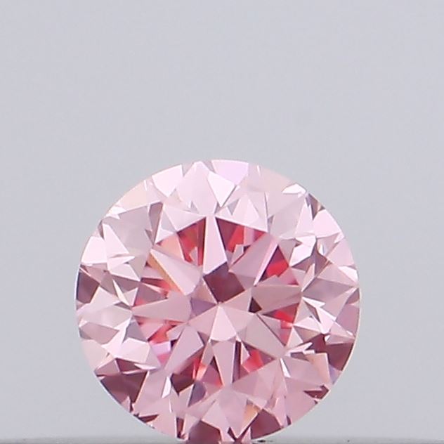 Actual 0.11 carat Intense Pink Round lab-grown diamond